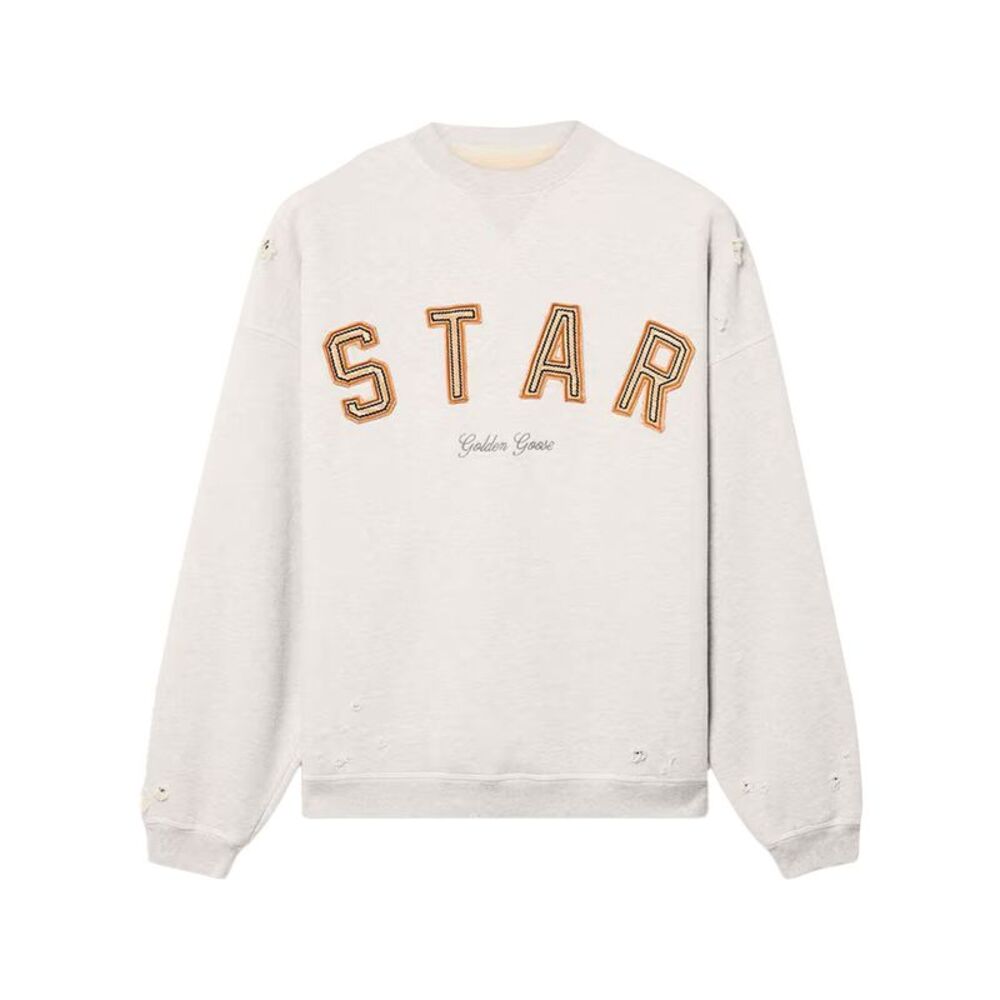 Golden Goose Men Melange Cotton Star Sweatshirt With Embroidery